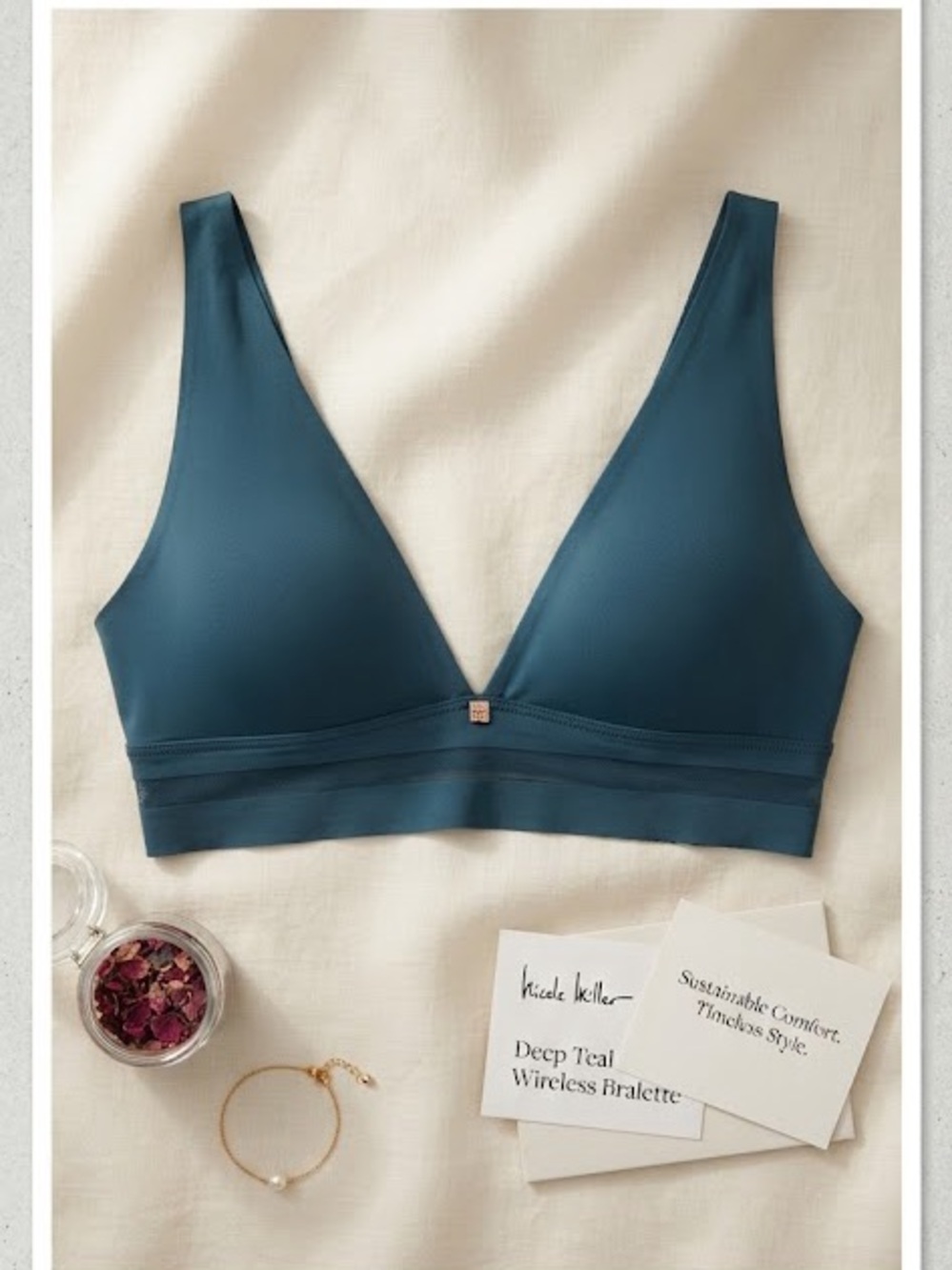 Nicole Miller Deep Teal Wireless Bralette Bra in XL